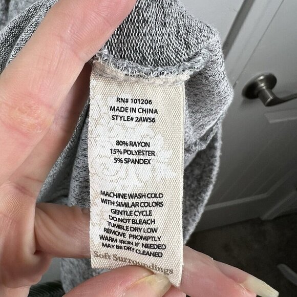 Soft Surroundings Easy Living Gray Long Sleeve Drawstring Fleece Sweater Size S - Picture 6 of 10